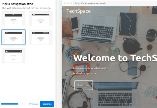A screenshot showing the various navigation styles available 
